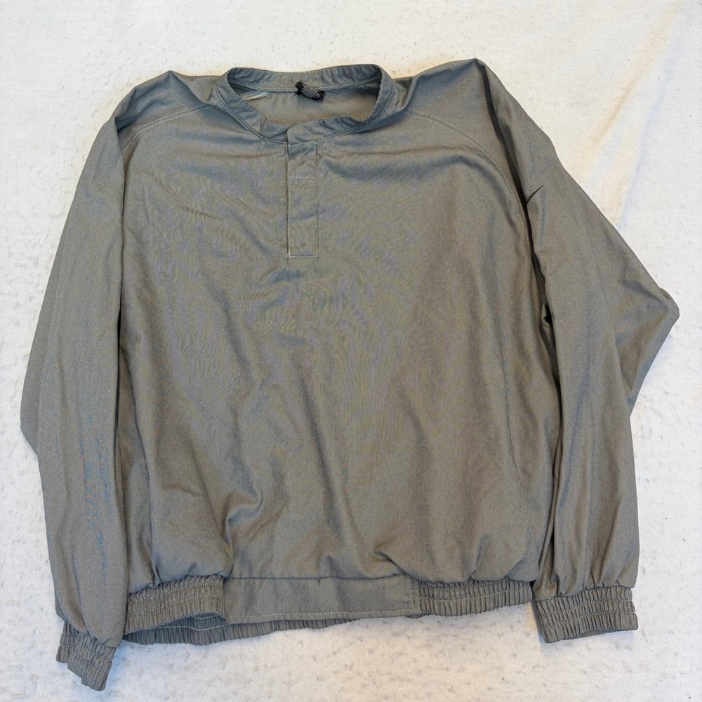Nike Golf Pullover Windbreaker Mens XL Gray Long Sleeve Quarter Snap V-Neck